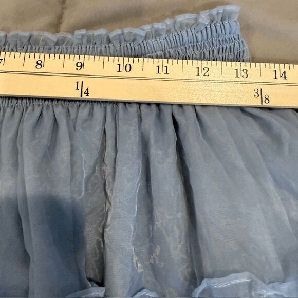 Tularosa Delaney Skirt in Vintage Blue Lined Organza Ruffles Elastic Waist Small - Picture 9 of 11